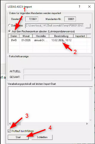 Vergrößern Import von per Lohndatenimportservice übertragenen Daten