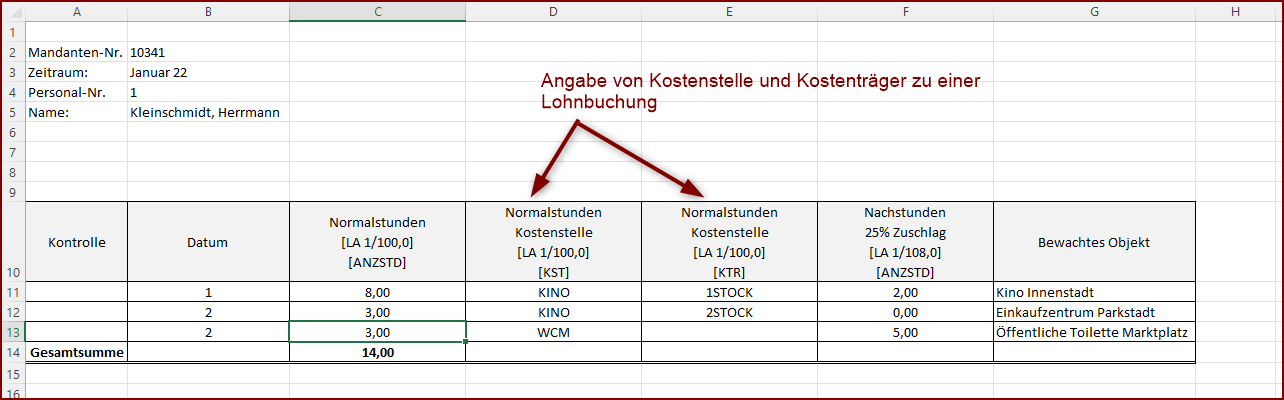 Vergrößern Angabe von Kostenstelle UND Kostenträger zu einer Lohnbuchung