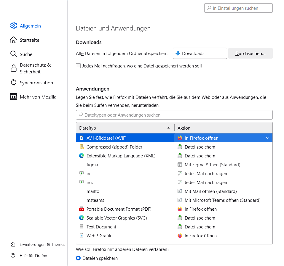 Vergrößern Download Einstellungen Firefox