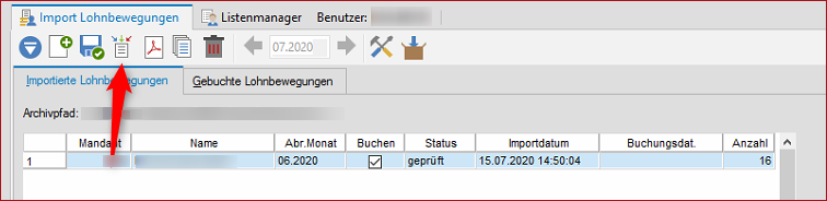 Vergrößern Auswählen des Importprotokolls