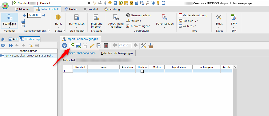 Vergrößern Funktion Import Lohndaten