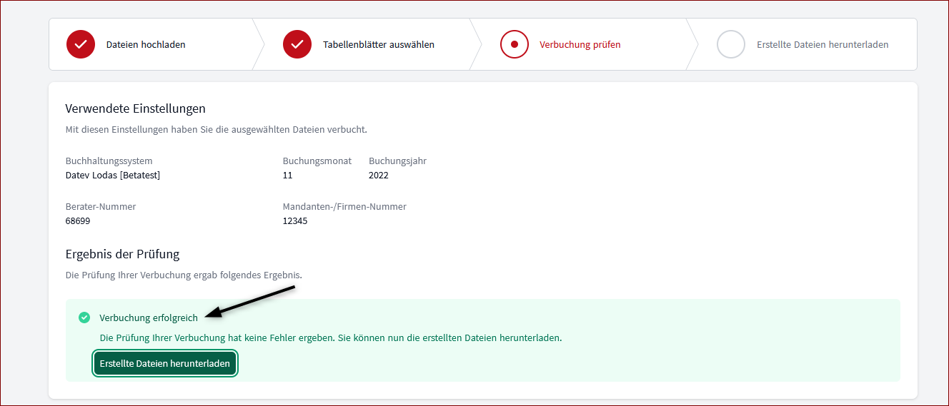 Vergrößern Ergebnis der Verbuchung (Schritt 3)