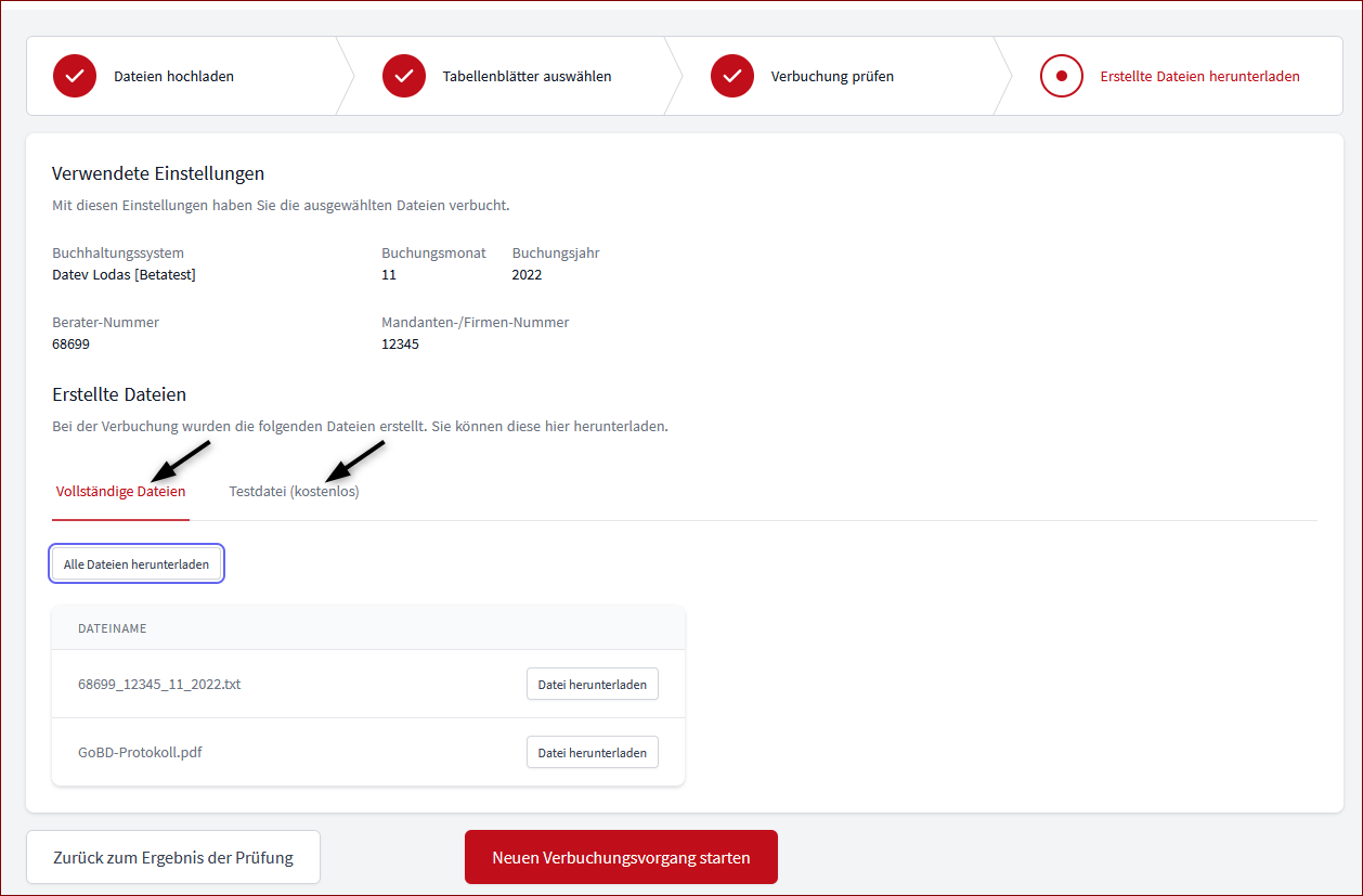 Vergrößern Downloadbereich für die erzeugten Lohnbuchungen (Schritt 4)