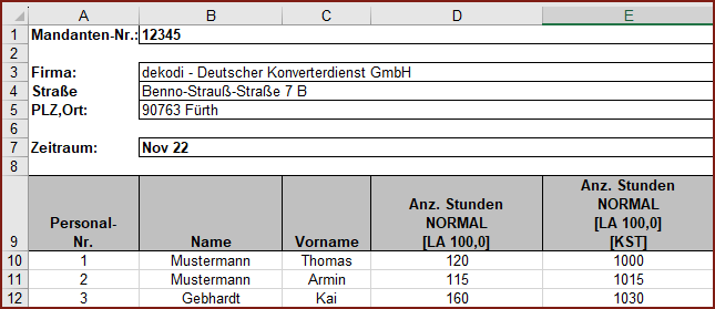 Vergrößern Buchungen der Lohnart 100
